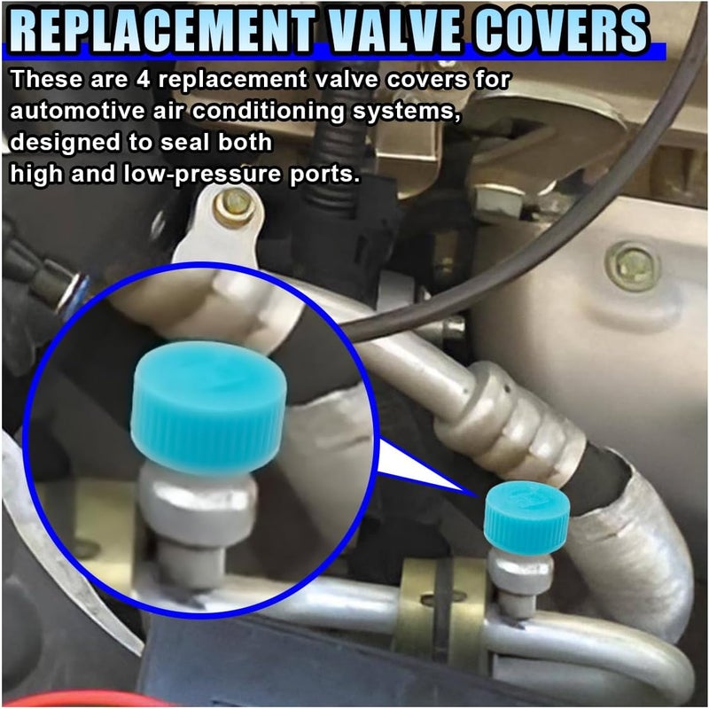 LHDOS 8PCS Car Air Conditioner Valve Caps, Leakproof Low and High Pressure Port Caps, R134a Air Conditioning Repair System Replacement Accessories, Universal AC Seal Kit for Most Cars (8PCS) - Image 3